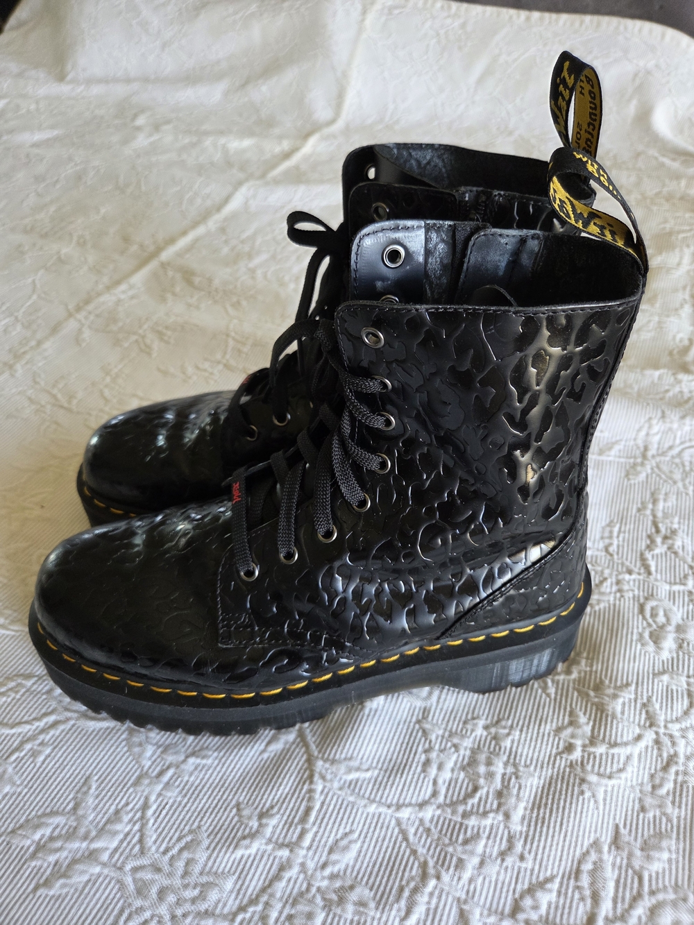 Dr. Martens | Xx Girl Jadon Black Patent Leopard-Embossed Platform Boot - Picture 2 of 11